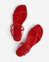 Madewell The Maycie Asymmetric T-strap Sandal In Bandana Red