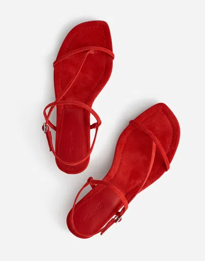 Madewell The Maycie Asymmetric T-strap Sandal In Bandana Red