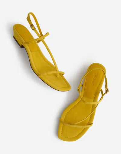 Madewell The Maycie Asymmetric T-strap Sandal In Poplar Yellow