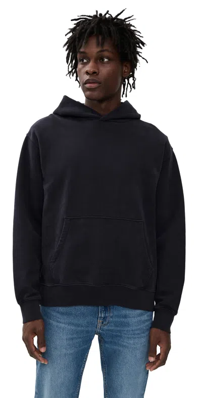 Madewell The Mccarren Midweight Hoodie Sweatshirt Obsidian Blue In Black