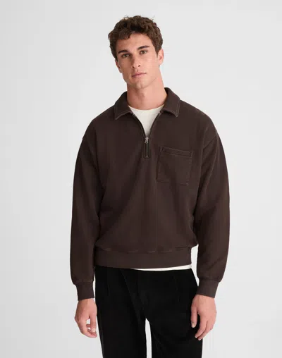 Madewell The Mccarren Midweight Quarter-zip Sweatshirt In Brown