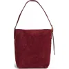 Madewell The Essential Bucket Tote In Suede In Deep Merlot