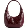 Madewell The Medium Leather Top Handle Bag In Dark Plum