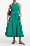 Madewell The Melody Bubble Hem Smocked Midi Dress
