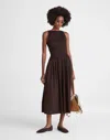 Madewell The Melody Smocked Midi Dress In Brown