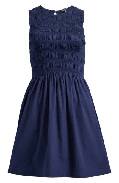 Madewell The Melody Smocked Minidress In Blue