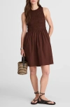 Madewell The Melody Smocked Minidress In Brown