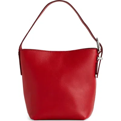 Madewell The Micro Essential Leather Bucket Bag In Bright Ember
