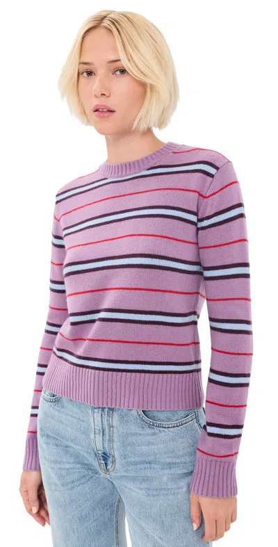 Madewell The Mila Crewneck In Soft Wool Antique Mauve Multi Stripe In Purple