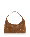 Madewell The Mylie Shoulder Bag In Studded Suede Dried Acorn In Brown