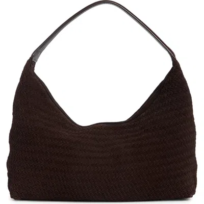 Madewell The Mylie Woven Suede Shoulder Bag In Brown