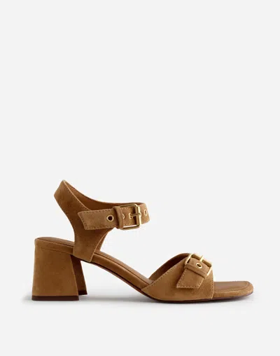 Madewell The Neeka Ankle-strap Heeled Sandal In Tawny Khaki