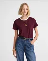 Madewell The Perfect Crewneck Tee In Burgundy