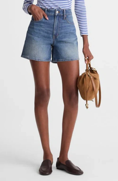 Madewell The Perfect Vintage High Waist Mid Length Denim Shorts In Blue