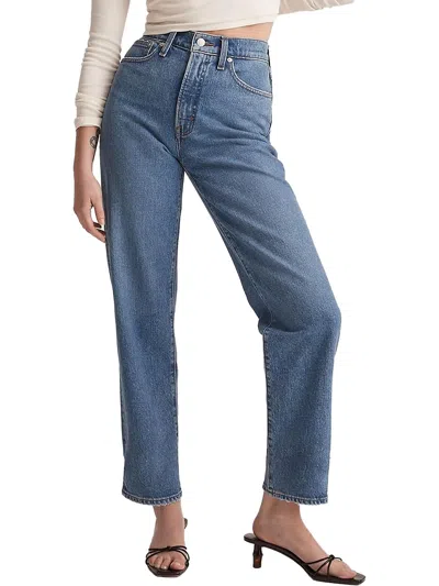 Madewell The Perfect Vintage Womens High-rise Distressed Straight Leg Jeans In Blue