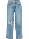 MADEWELL THE PERFECT VINTAGE WOMENS HIGH RISE RIPPED STRAIGHT LEG JEANS