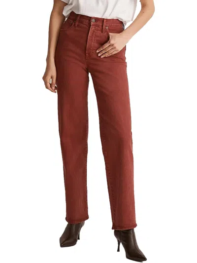 Madewell The Perfect Vintage Womens High-rise Stretch Wide Leg Jeans In Red