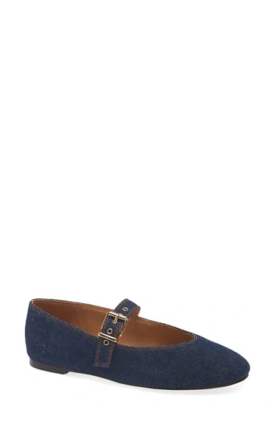 Madewell The Remy Denim Mary Jane Flat In Dark Denim Multi