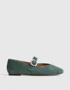 Madewell The Remy Puffy-buckle Mary Jane Flat In Green