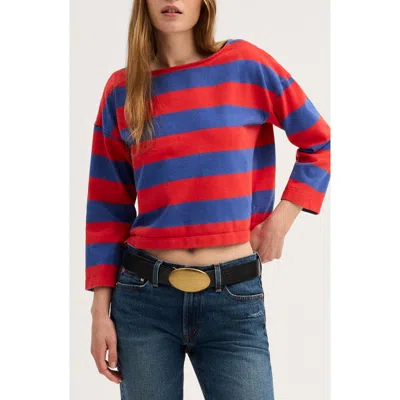 Madewell The Rugby Club Cotton Boat Neck Long Sleeve T-shirt In Multi