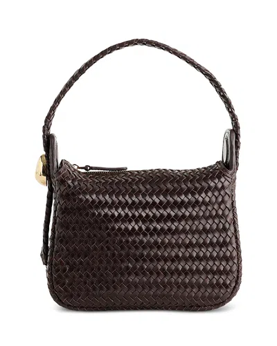 Madewell The Sculpted Metal & Woven Leather Wristlet Bag In Brown