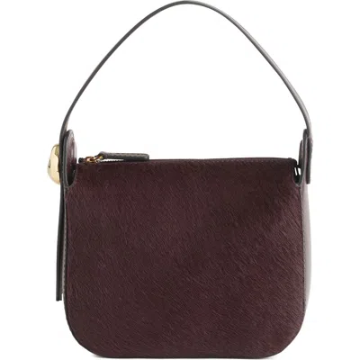 Madewell The Sculpted Metal Genuine Calf Hair Wristlet Bag In Brown