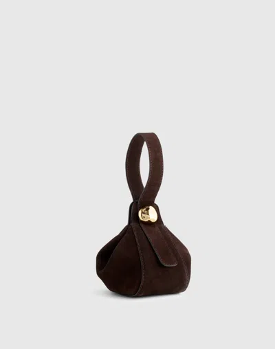 Madewell The Sculpted Metal Wristlet Bag In Brown