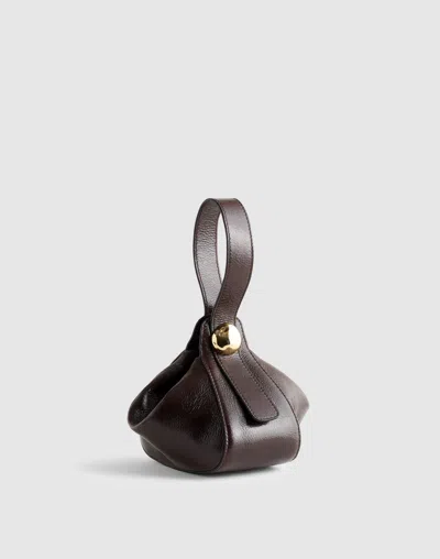 Madewell The Sculpted Metal Wristlet Bag In Brown