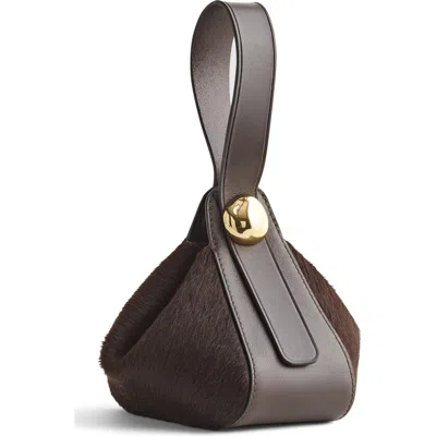 Madewell The Sculpted Metal Wristlet Bag In Dark Carob