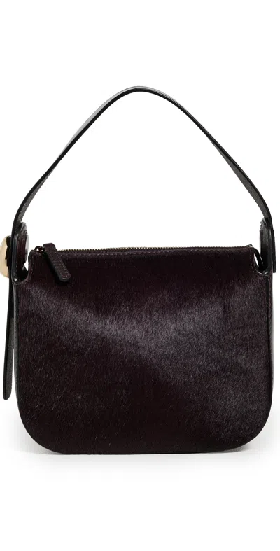 Madewell The Sculpted Metal Wristlet Bag In Haircalf Chocolate Raisin In Brown