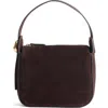 Madewell The Sculpted Metal Wristlet Suede Handbag In Brown