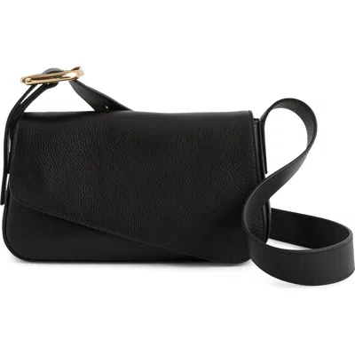 Madewell The Sculptural Buckle Leather Crossbody Bag In Black