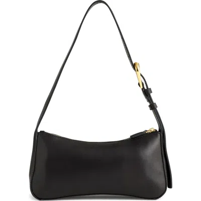 Madewell The Sculptural Buckle Leather Shoulder Bag In True Black