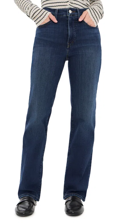 Madewell The Short Straight Jeans In Super Stretch Denim Deep Ocean Wash In Blue