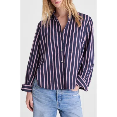 Madewell The Signature Cotton Poplin Y-neck Shirt In Multi