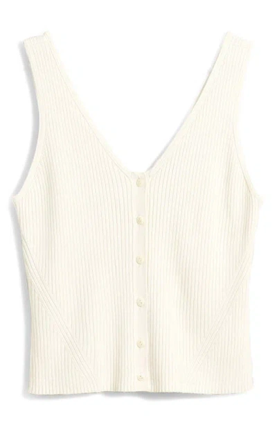 Madewell The Signature Knit Button Front Sweater Tank In Bright Ivory