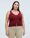 Madewell The Signature Knit Button Front Sweater Tank In Garnet Stone