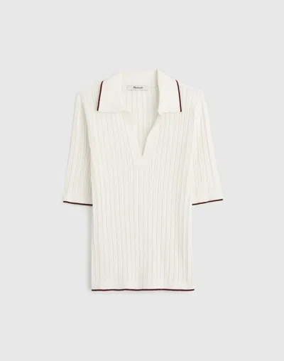 Madewell The Signature Knit Johnny-collar Sweater In White