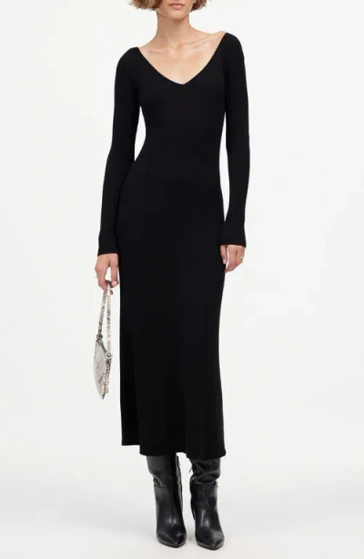 Madewell The Signature Knit V-neck Midi Dress In Abyss