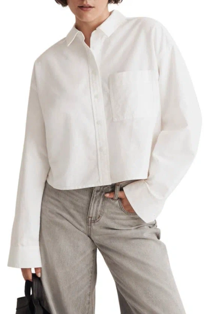 Madewell The Signature Oxford Crop Shirt In White