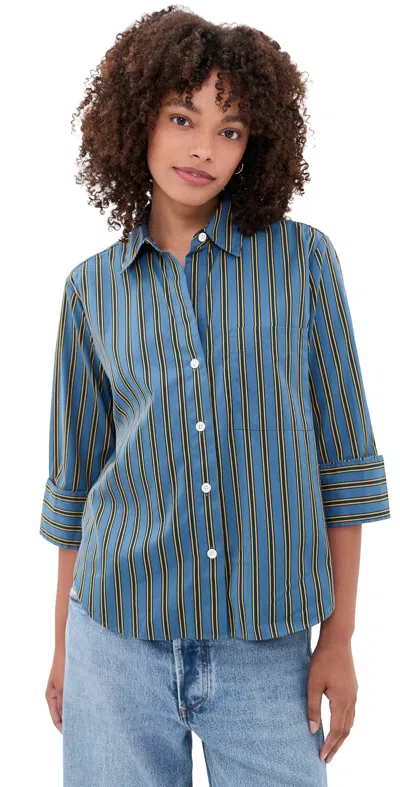 Madewell The Signature Stripe Button Down Shirt Mustang Stripe Port Blue