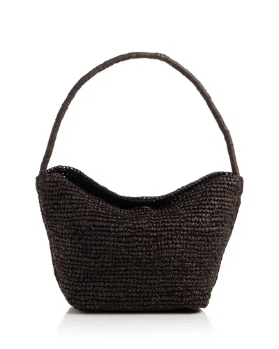 Madewell The Signature Woven Raffia Shoulder Bag In Black