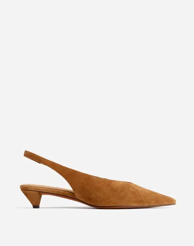 Madewell The Simone Kitten-heel Slingback Pumps In Dried Acorn