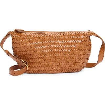 Madewell The Sling Woven Leather Crossbody Bag In Light Caramel