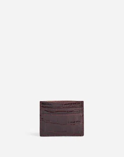 Madewell The Stamped Leather Card Case In Chocolate Raisin