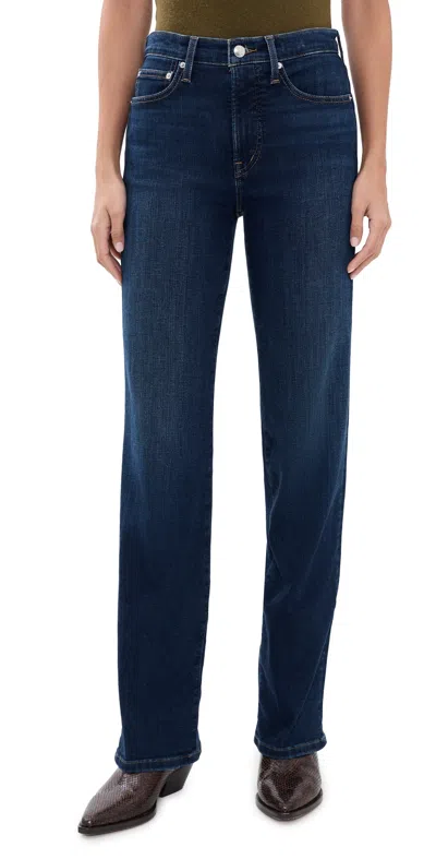 Madewell The Straight Jeans In Super Stretch Denim Deep Ocean Wash In Blue
