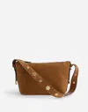 Madewell The Sun Medallion Suede Shoulder Bag In Aged Cognac