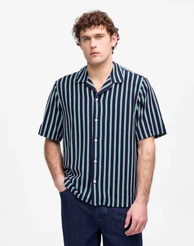 Madewell The Textured Knit Camp-collar Shirt In Juniper Berry