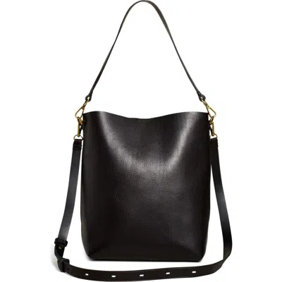 Madewell The Transport Leather Bucket Bag In Black