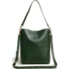 Madewell The Transport Leather Bucket Bag In Forest